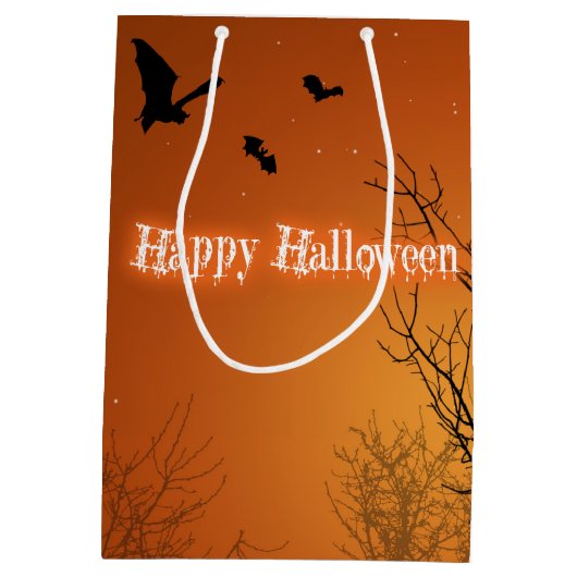 Halloween Bats & Trees - Medium Gift Bag Medium Cadeauzakje (Achterkant)