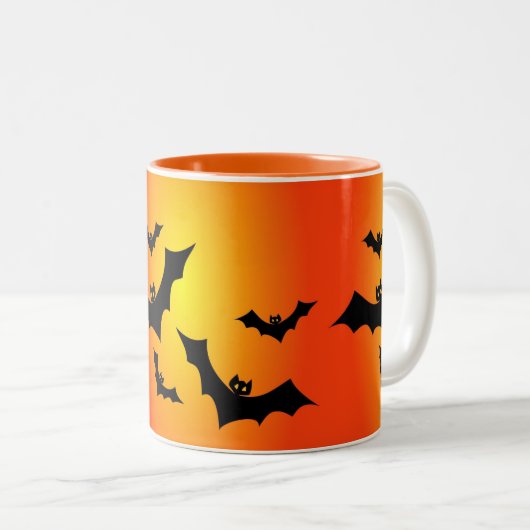 Halloween Bats Tweekleurige Koffiemok (Voorkant rechts)