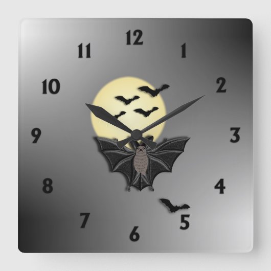 Halloween Bats Vierkante Klok (Voorkant)