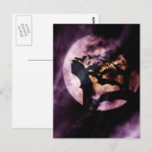 Halloween Bats vliegen op een volle maan nacht Briefkaart (Voorkant / Achterkant)