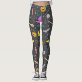 Halloween Bats Waterverf Patroon Modern Spooky Leggings (Voorkant)