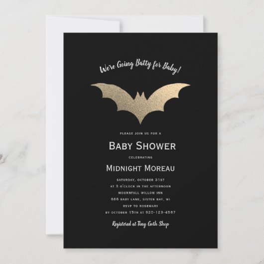 Halloween Bats Zwart Baby shower Kaart (Voorkant)