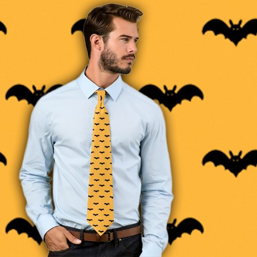 Halloween Bats- Zwart en Sinaasappel Stropdas