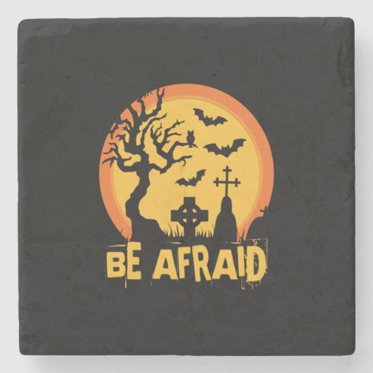 Halloween be Afraid Halloween Birthday Stenen Onderzetter (Voorkant)