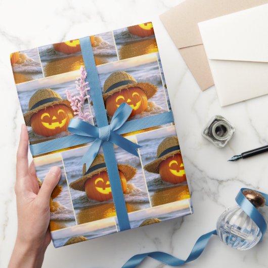 Halloween Beach Jack-o-lantern Cadeaupapier (Geschenken)