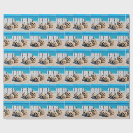 Halloween Beach Jack o' Lanterns Cadeaupapier (Vlak)