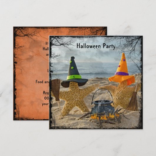 Halloween Beach Party uitnodiging (Voorkant / Achterkant)