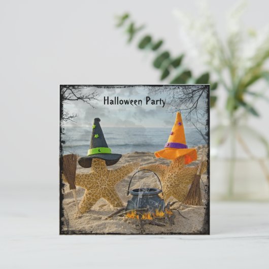 Halloween Beach Party uitnodiging (Staand voorkant)