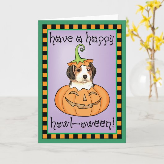 Halloween Beagle Kaart (Gele Bloem)
