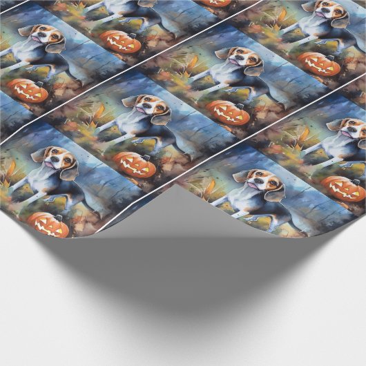 Halloween Beagle met pompoenen eng Cadeaupapier (Hoek)