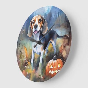 Halloween Beagle met pompoenen eng Grote Klok