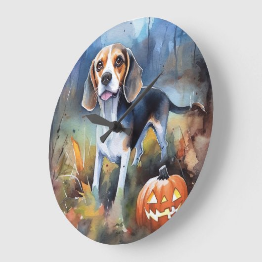 Halloween Beagle met pompoenen eng Grote Klok (Hoek)