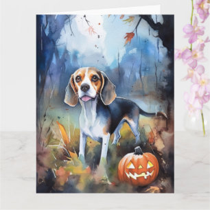 Halloween Beagle Met Pompoenen Eng Kaart