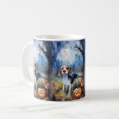 Halloween Beagle met pompoenen eng Koffiemok (Voorkant links)