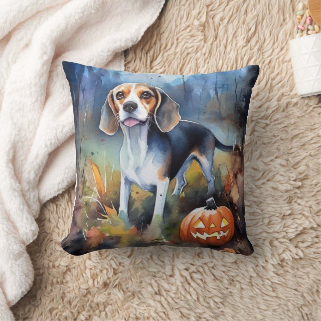 Halloween Beagle met pompoenen eng Kussen (Deken)
