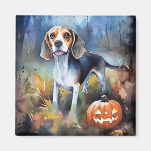 Halloween Beagle met pompoenen eng Magneet