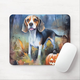 Halloween Beagle met pompoenen eng Muismat