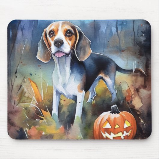 Halloween Beagle met pompoenen eng Muismat (Voorkant)