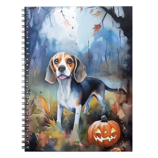 Halloween Beagle met pompoenen eng Notitieboek (Voorkant)