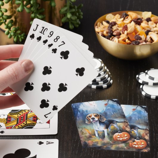 Halloween Beagle met pompoenen eng Pokerkaarten (Insitu)