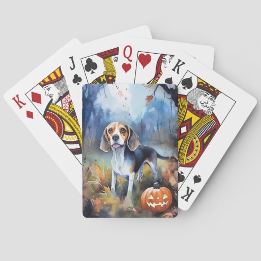 Halloween Beagle met pompoenen eng Pokerkaarten (Achterkant)