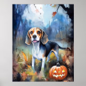 Halloween Beagle met pompoenen eng Poster (Voorkant)
