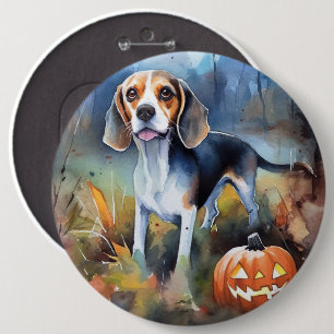 Halloween Beagle met pompoenen eng Ronde Button 6,0 Cm