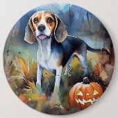 Halloween Beagle met pompoenen eng Ronde Button 6,0 Cm (Voorkant)