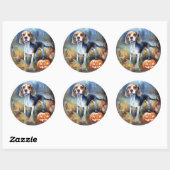 Halloween Beagle met pompoenen eng Ronde Sticker (Vel)