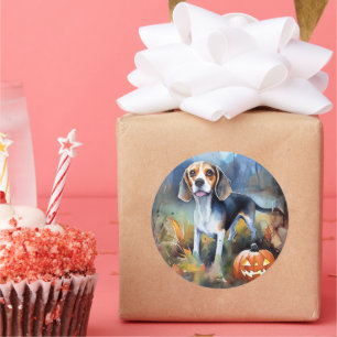 Halloween Beagle met pompoenen eng Ronde Sticker