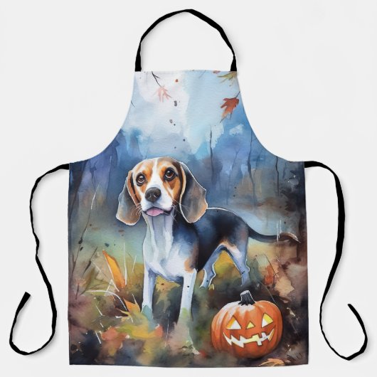 Halloween Beagle met pompoenen eng Schort (Voorkant)