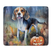Halloween Beagle met pompoenen eng Snijplank (Voorkant)
