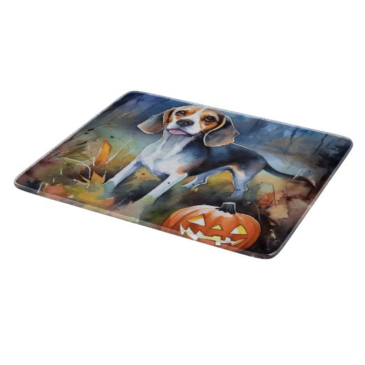 Halloween Beagle met pompoenen eng Snijplank (Hoek)