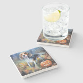 Halloween Beagle met pompoenen eng Stenen Onderzetter (Zijkant)