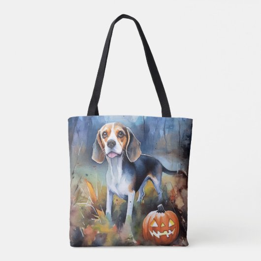 Halloween Beagle met pompoenen eng Tote Bag (Achterkant)