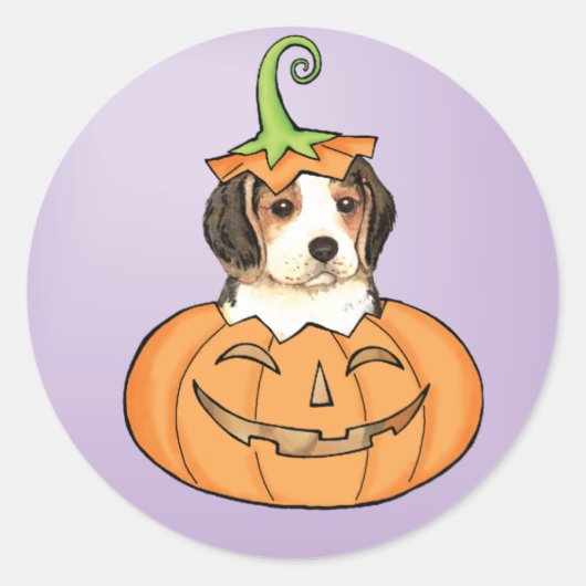 Halloween Beagle Ronde Sticker (Voorkant)