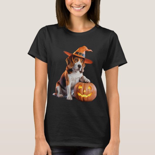 Halloween Beagle voor Hondenliefhebbers Charmant K T-shirt (Voorkant)