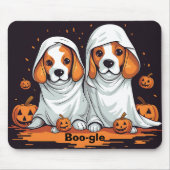 Halloween Beagles in Grappige Ghost Kostuum Muismat (Voorkant)