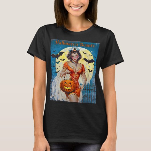 Halloween Beauty - Retro Pin-Up T-shirt (Voorkant)