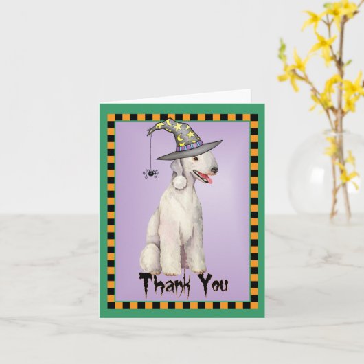Halloween Bedlington Terrier Dank u Kaart (Gele Bloem)