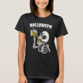 Halloween Beer Drinking Skeleton T-shirt (Voorkant)