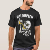 Halloween Beer Drinking Skeleton T-shirt (Voorkant)