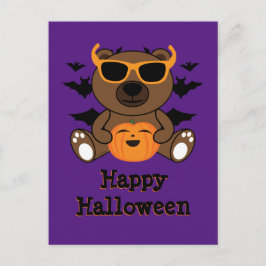 Halloween beer pompoen Cool schattig Paars Briefkaart