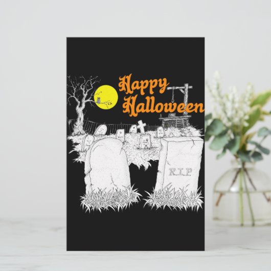 halloween begraafplaats briefpapier (Staand voorkant)