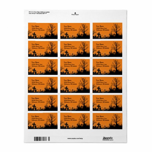 Halloween begraafplaats etiket (Full Sheet)