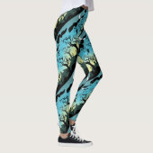 Halloween begraafplaats landschap paarse aqua en g leggings (Rechts)