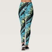 Halloween begraafplaats landschap paarse aqua en g leggings (Achterkant)