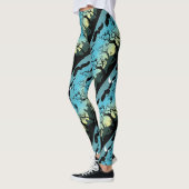 Halloween begraafplaats landschap paarse aqua en g leggings (Links)