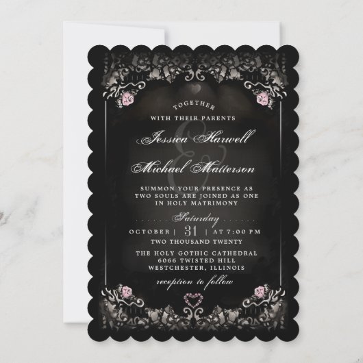 Halloween begraafplaats liefde "samen met" bruilof kaart (Achterkant)