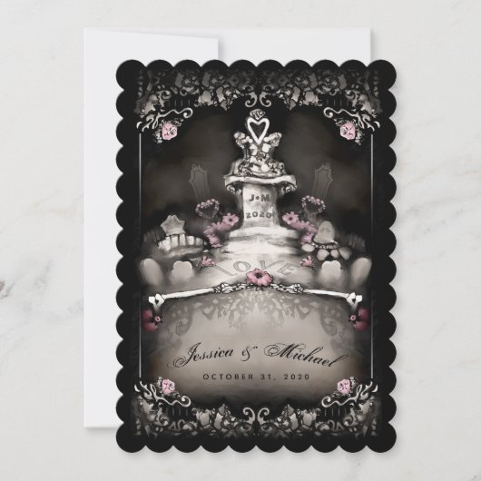 Halloween begraafplaats liefde "samen met" bruilof kaart (Voorkant)